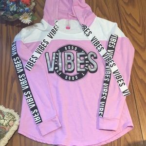 No boundaries pink and white good vibes hoodie xs